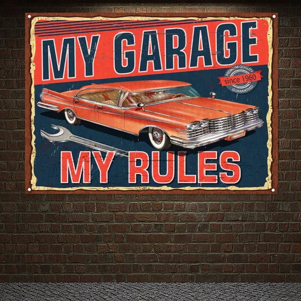 Auto Repair Shop Banners - Affiche murale vintage MY GARAGE MY