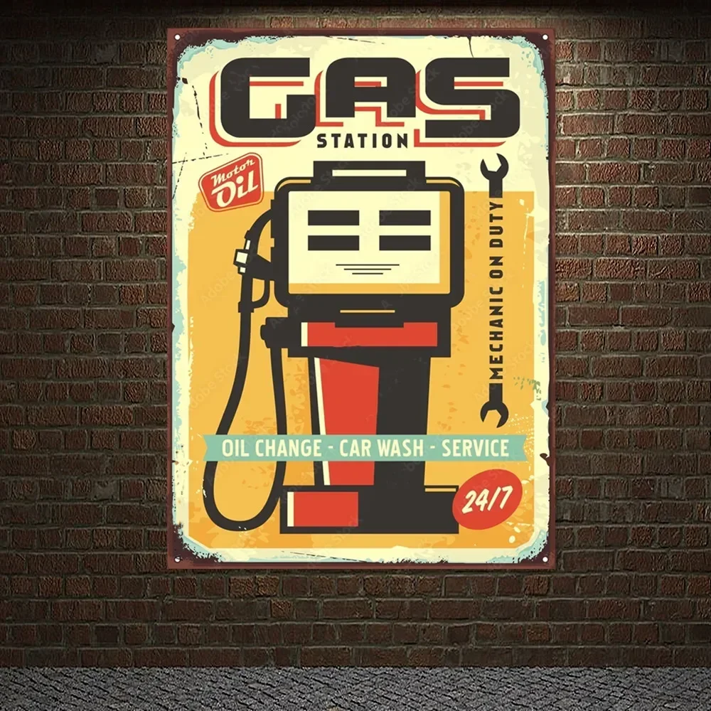 Auto Repair Shop Banners - Affiche vintage de station-service et de