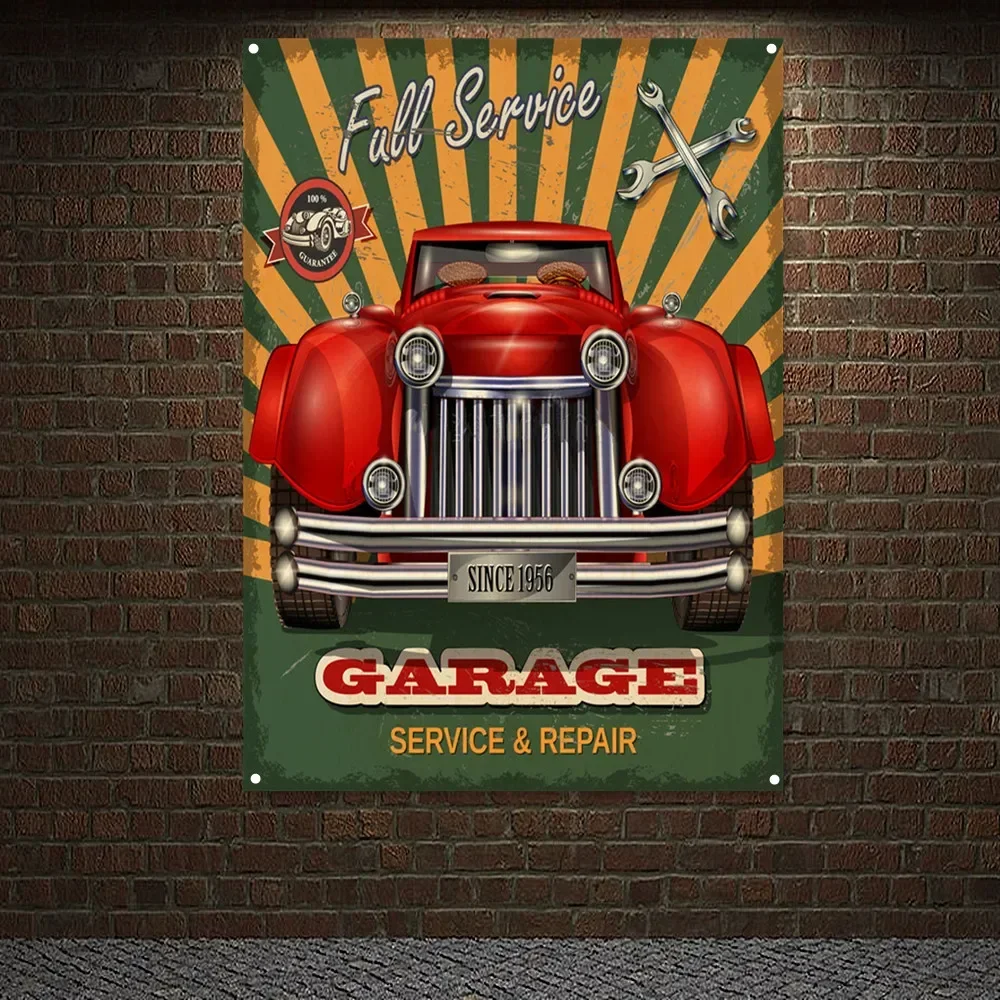 Auto Repair Shop Banners - Affiche Vintage pour Garage Automobile, Service