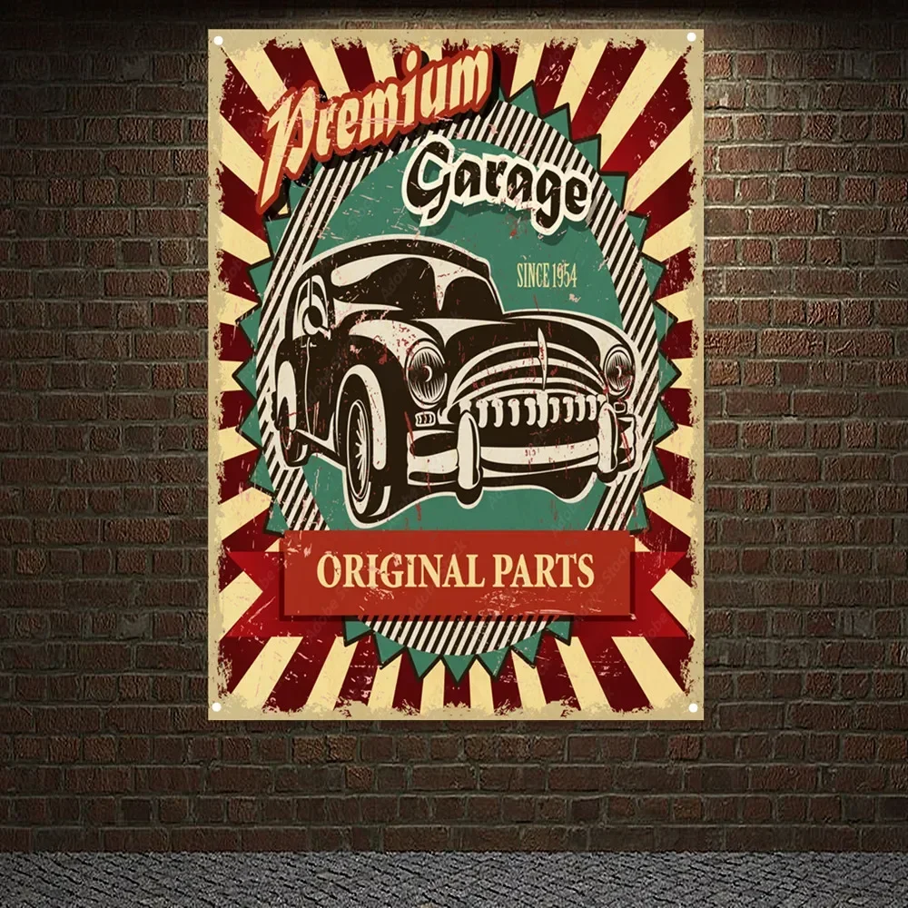 Auto Repair Shop Banners - Affiche décorative murale de voiture vintage