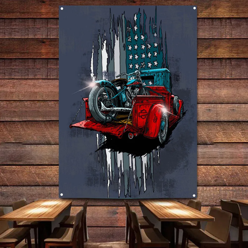 Auto Repair Shop Banners - Affiche d'art de moto sur voiture,
